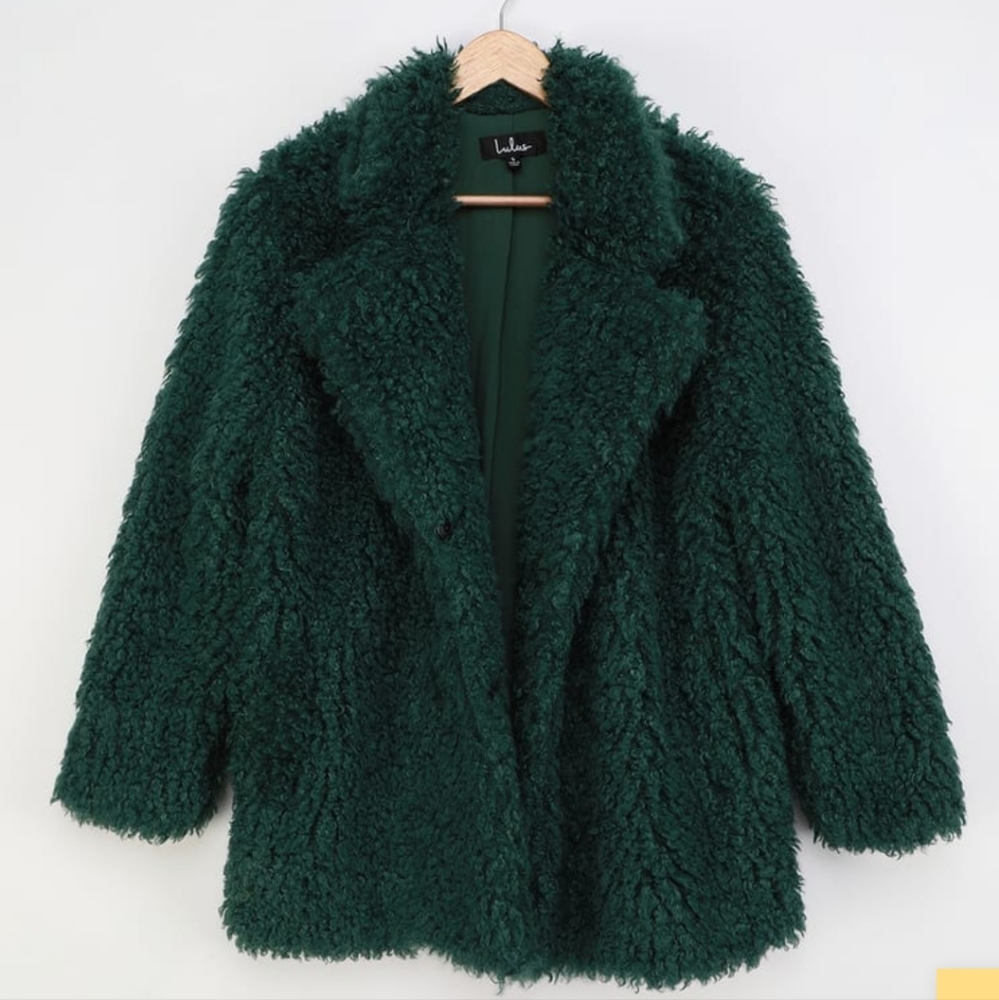 Hunter Green Faux Fur Coat Lulu's